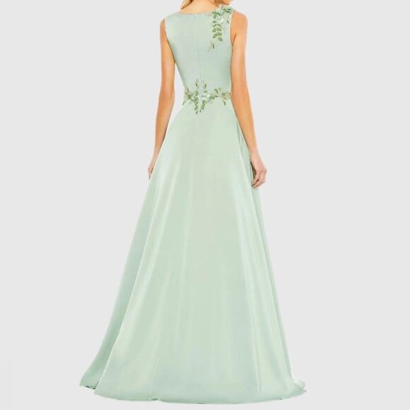 Mac Duggal Green Floral Applique Sleeveless A Line Gown 20365 Women’s Sz 12 - Picture 6 of 9